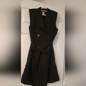 Linen Elegant Black Sleeveless Nlazer Dress